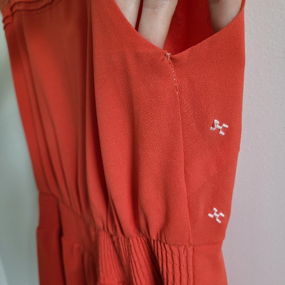 Modcloth "Cayenne and Then" orange A-line dress with embroidery, Size S - Picture 5 of 7